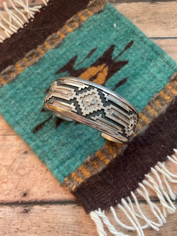 Heavy Rare Native American Navajo Dan Jackson Sterling Silver Rug Patterns Ring Heavy Rare Native American Navajo Dan Jackson Sterling Silver Rug Patterns Ring