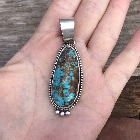 Navajo Turquoise Sterling Silver Pendant - image 4