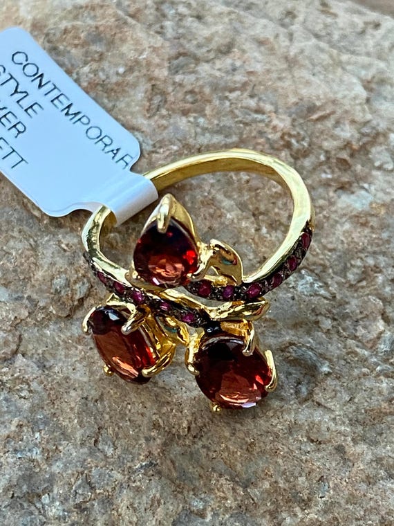 Handcrafted Garnet Ruby Sterling Ring 6 - image 2