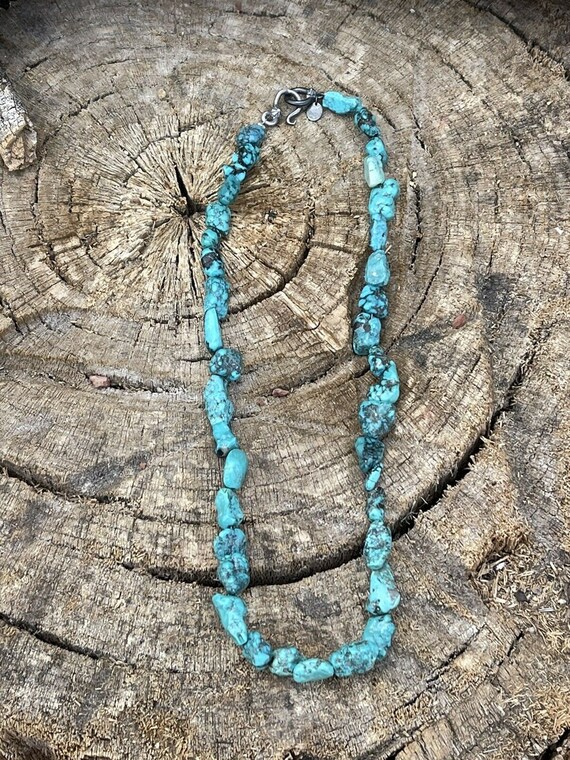 Sterling Silver Beaded Turquoise Necklace 18 Inch - image 8