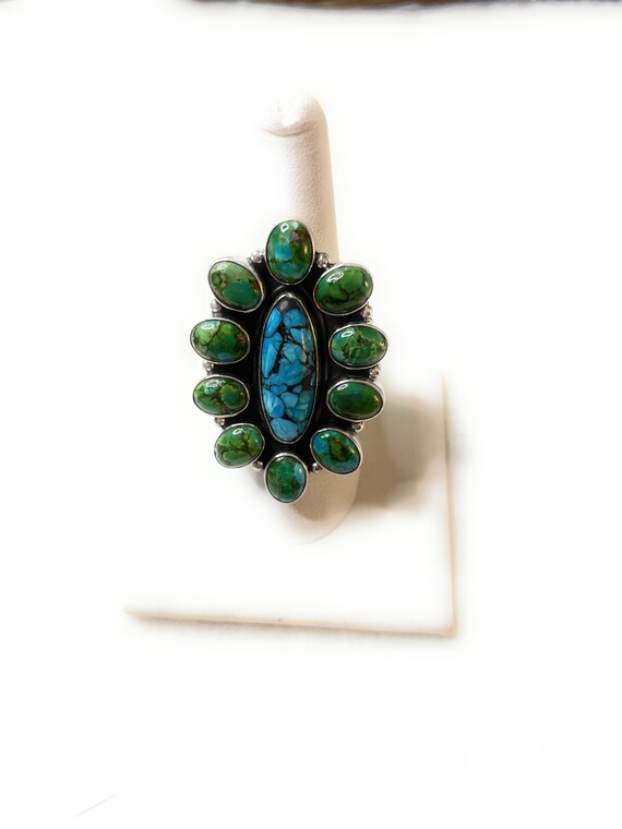Navajo Turquoise and Sterling Silver Ring Size 8 - image 6