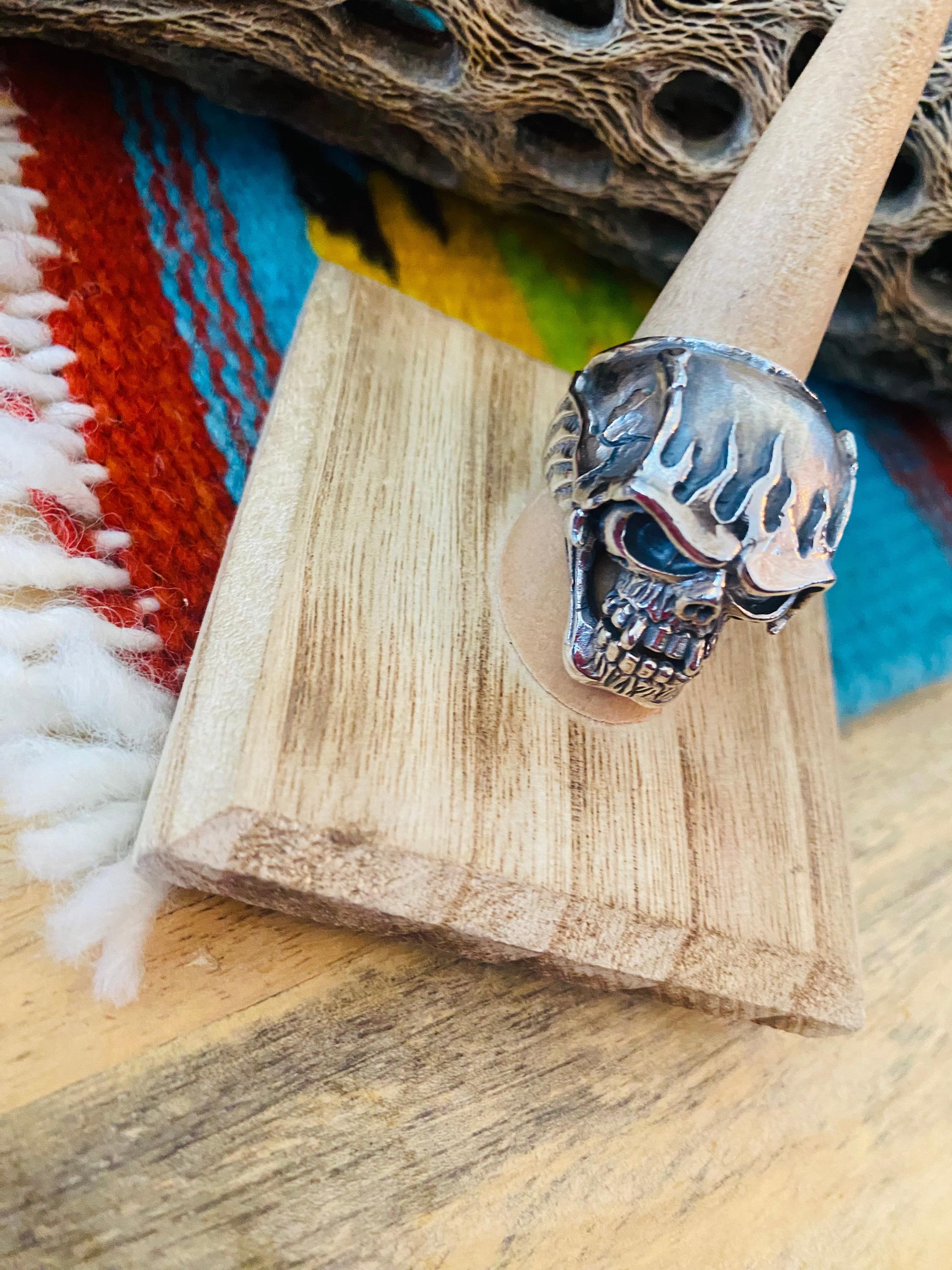 Handmade Sterling Silver Skull Ring Size 8.75 - Etsy