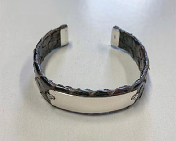Brown Python Cuff w/ Silver Badge Bracelet - image 1
