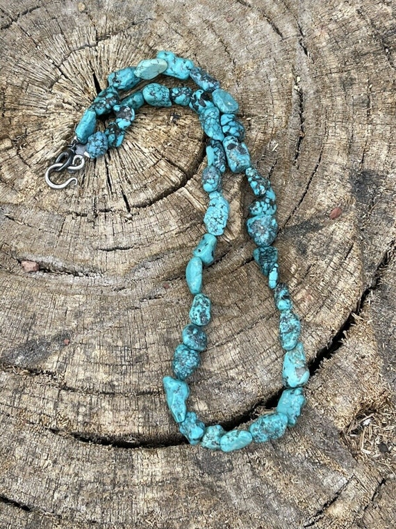 Sterling Silver Beaded Turquoise Necklace 18 Inch - image 6