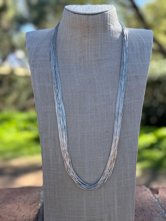 Handmade Liquid Silver Sterling Silver 30 Strand Necklace 30"