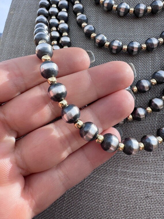 Handcrafted Patterned Gold Overlay & Sterling Sil… - image 4