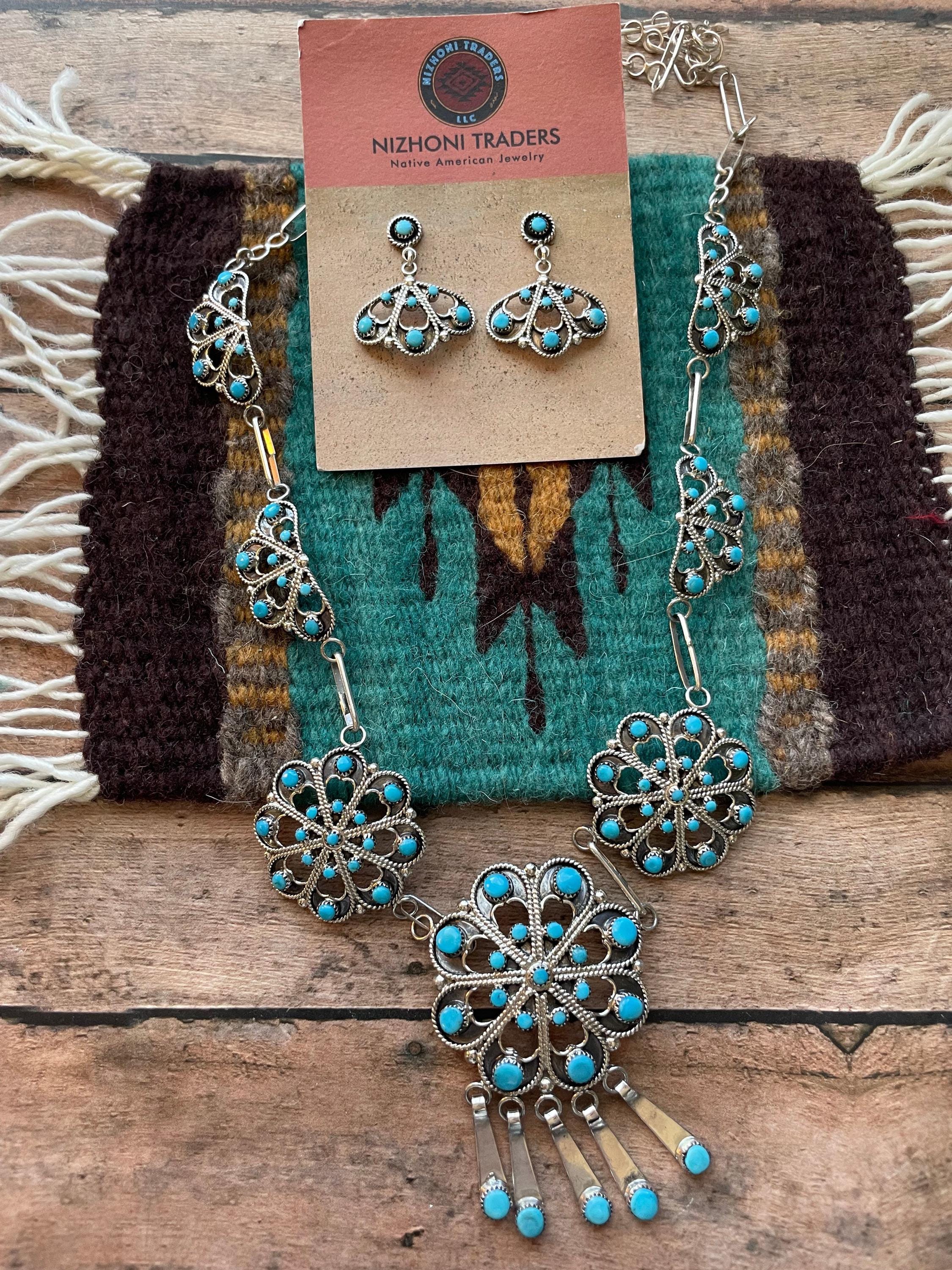 ズニ インディアン スターリングシルバー マルチインレイ