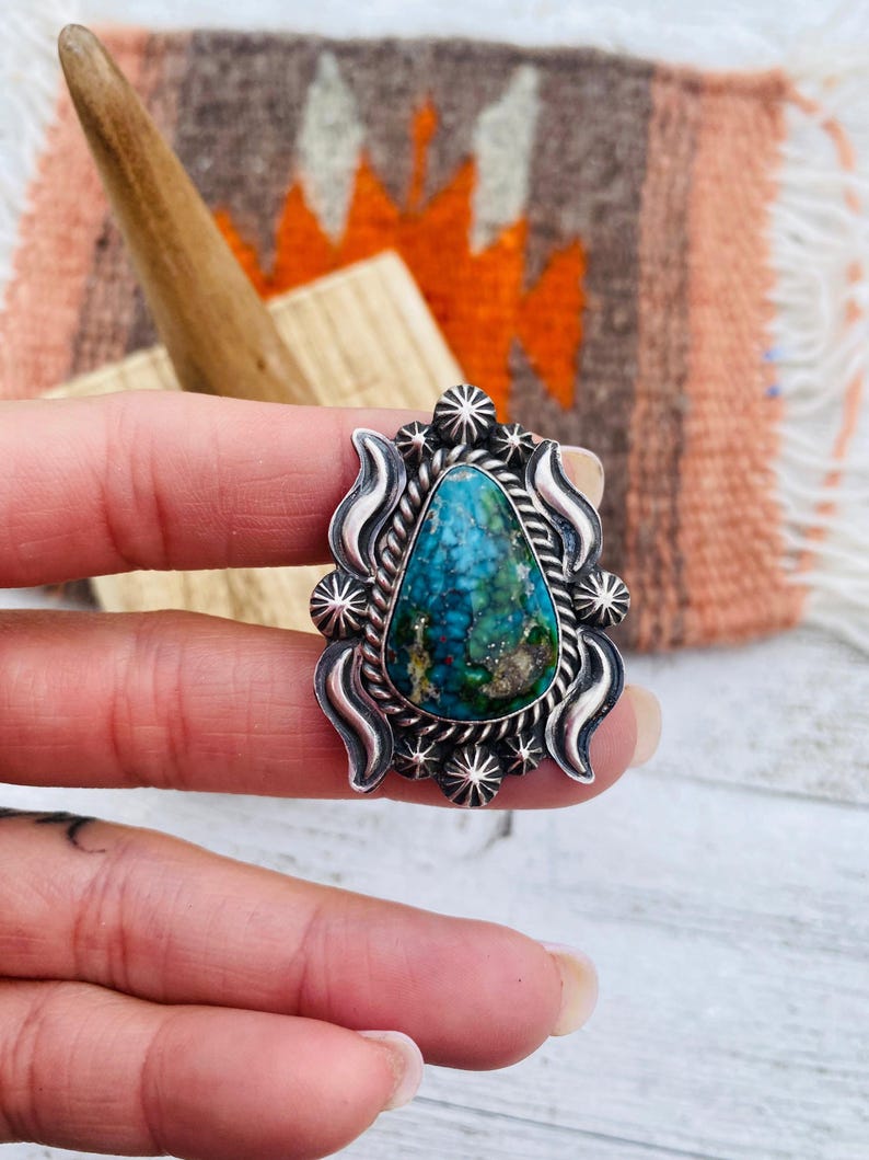 Navajo Kingman Web Turquoise & Sterling Silver Ring Size 6 - Etsy