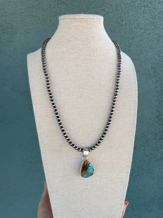 Navajo Turquoise And Sterling Silver Pendant Sign… - image 1