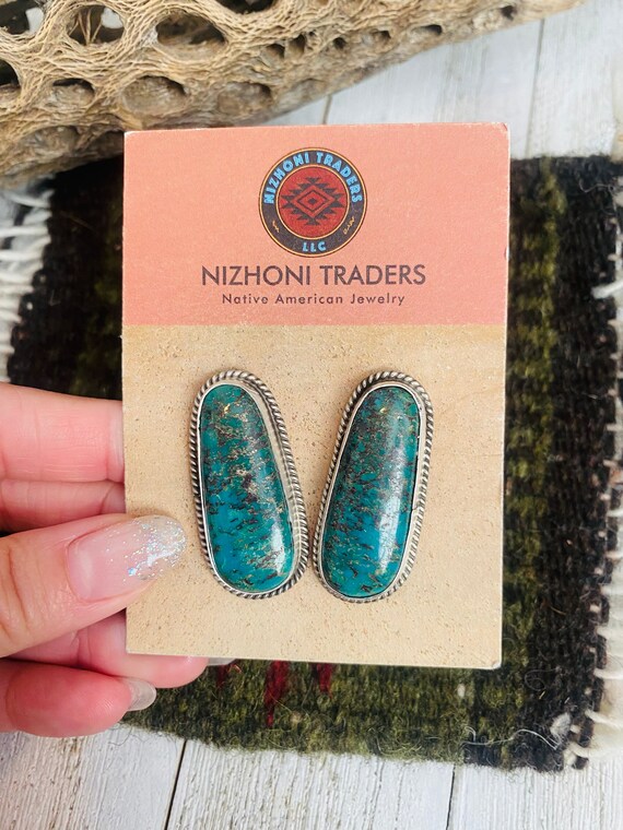 Navajo Sterling Silver & Royston Turquoise Stud E… - image 3