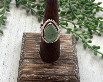 Navajo Large Single Stone Royston Turquoise Sterling Silver Ring
