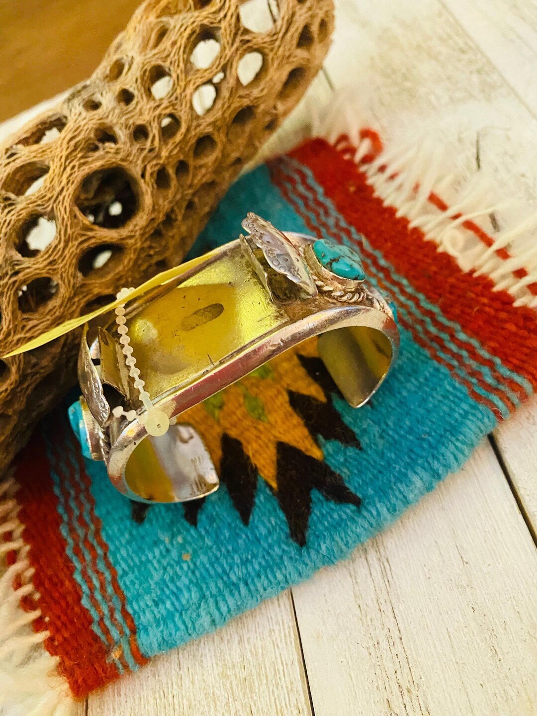 Old Pawn Vintage Navajo Kingman Turquoise & Sterling Silver Watch Cuff ...
