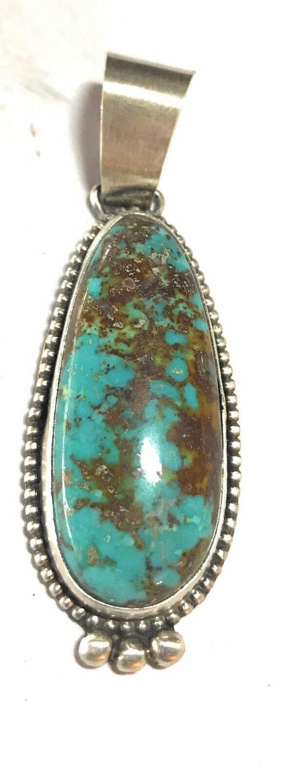 Navajo Turquoise Sterling Silver Pendant - image 1