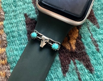 Nizhoni Turquoise & Sterling Silver Handmade Bullhead Watch Charm