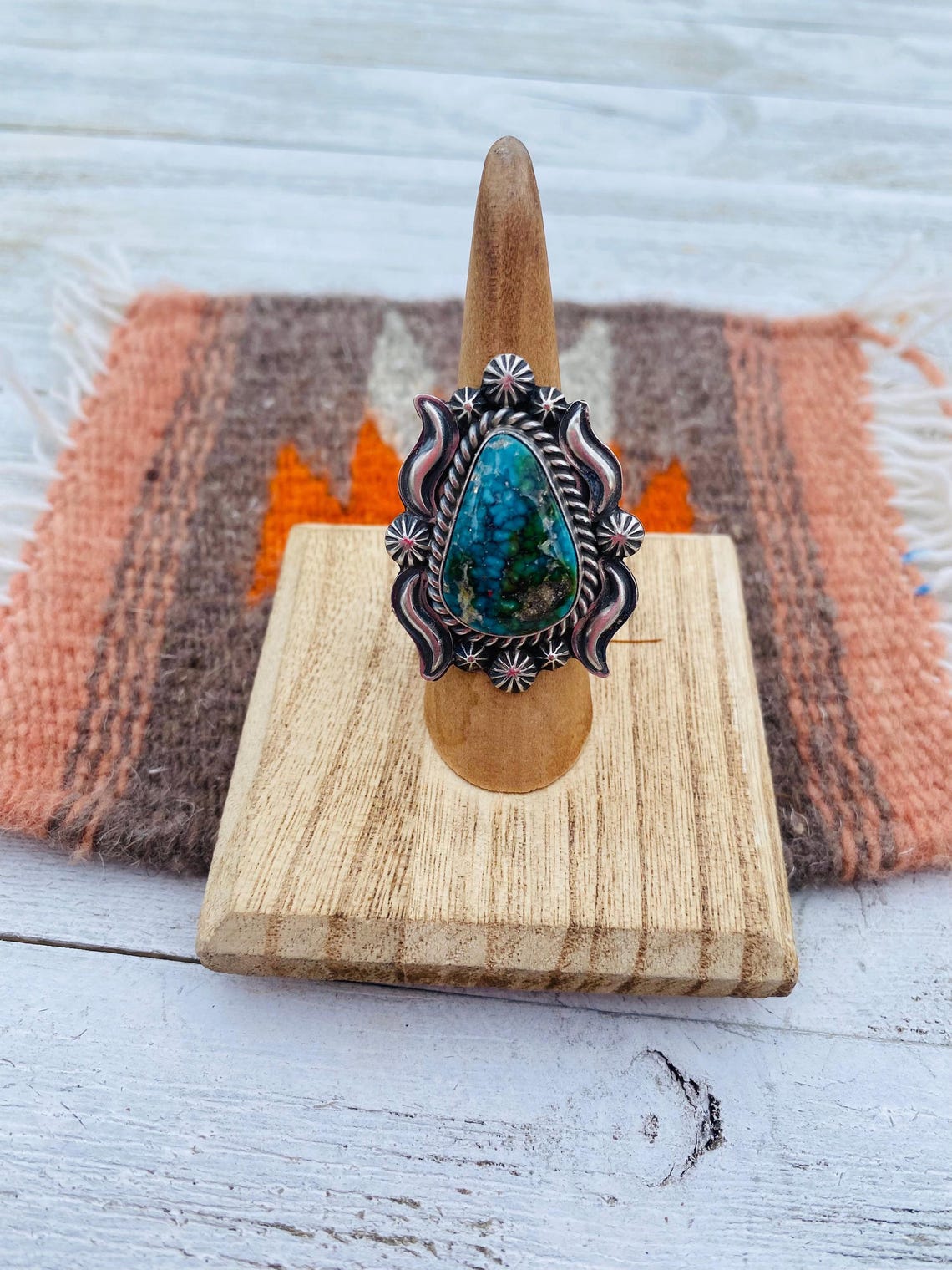 Navajo Kingman Web Turquoise & Sterling Silver Ring Size 6 - Etsy