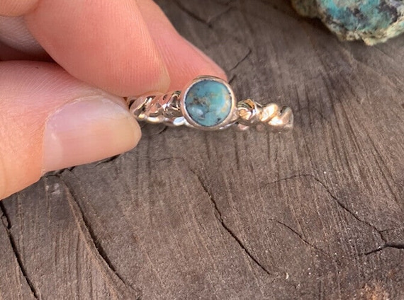 Navajo Turquoise Sterling Silver Braided Ring - image 1