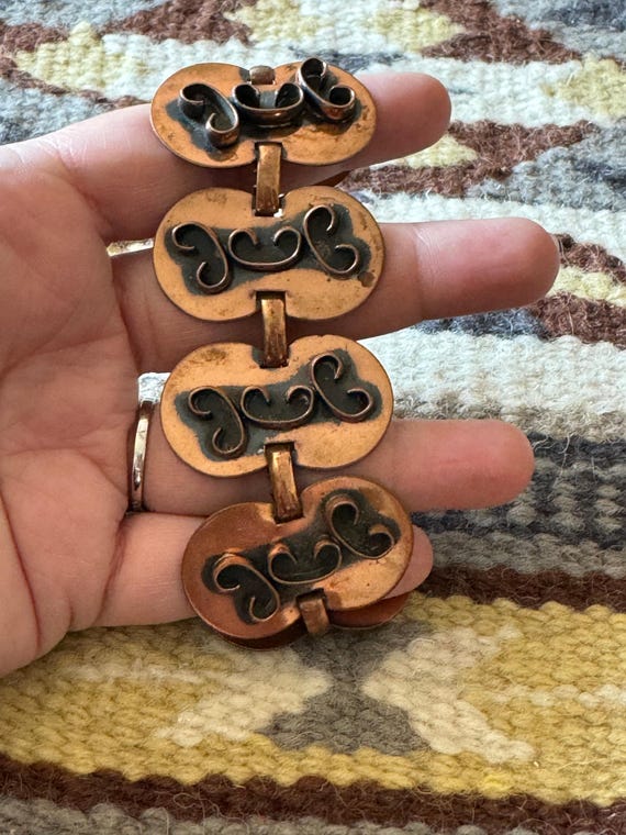 Vintage Handmade Copper Bracelet - image 4