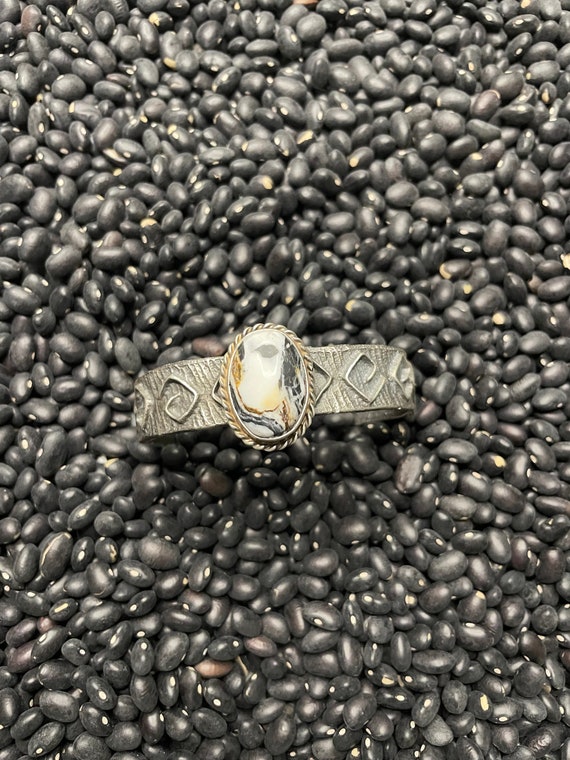 Navajo Golden Hills White Buffalo & Sterling Silver T… - Gem