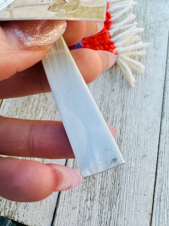 Handcrafted Multi Stone Inlay Shell Dangle Earrin… - image 6