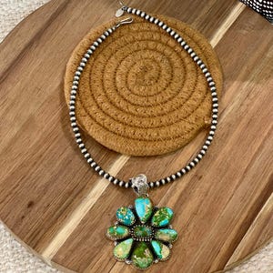 Gorgeous Handmade Sterling Silver & Sonoran Mountain Turquoise Cluster Pendant