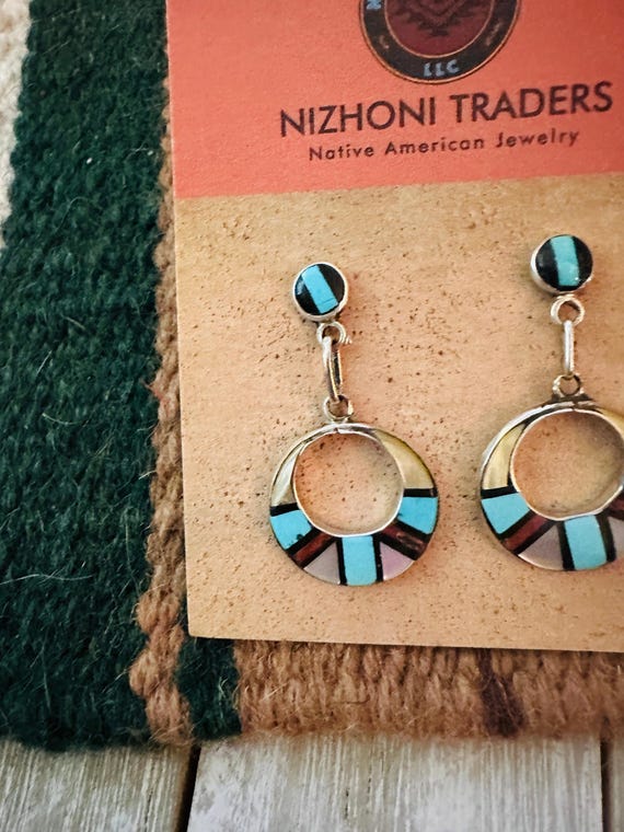 Old Pawn Zuni Multi Stone & Sterling Silver Inlay… - image 3