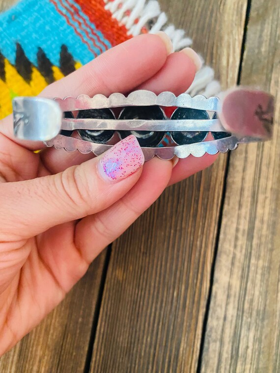 Navajo Old Pawn Vintage Sterling Silver Cuff Bracelet - Gem