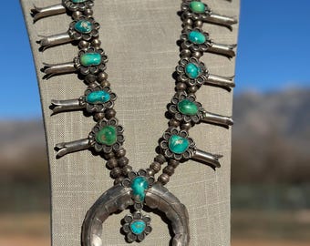 Francis L Begay Navajo Artist Vintage Squash Blossom Naja Necklace