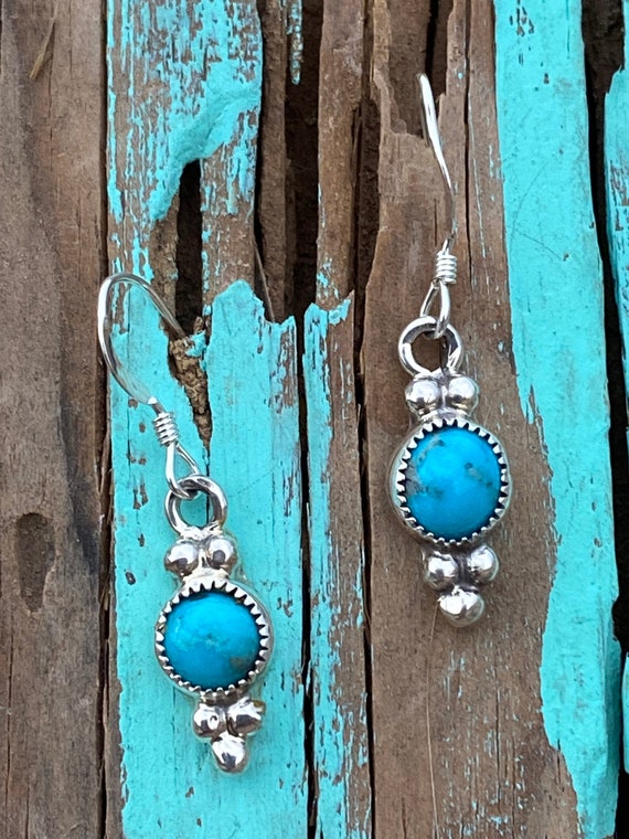 Navajo Turquoise & Sterling Silver Petite Dangle E