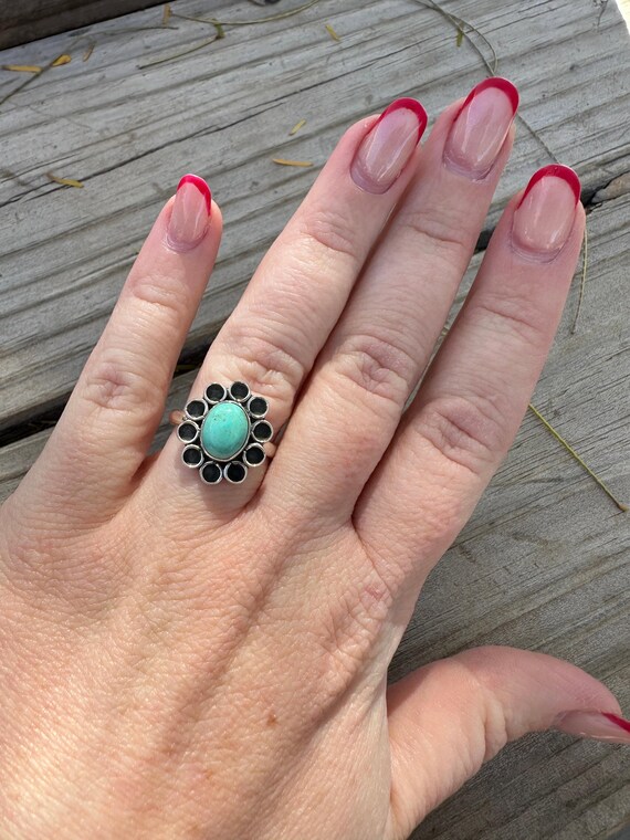 Daisy Handmade Adjustable Turquoise Sterling Silv… - image 4