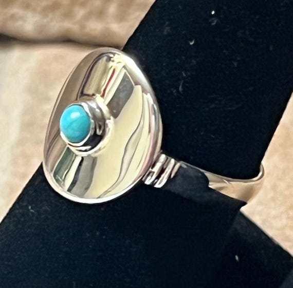 Silver Disc Ring w/ Turquoise - image 2