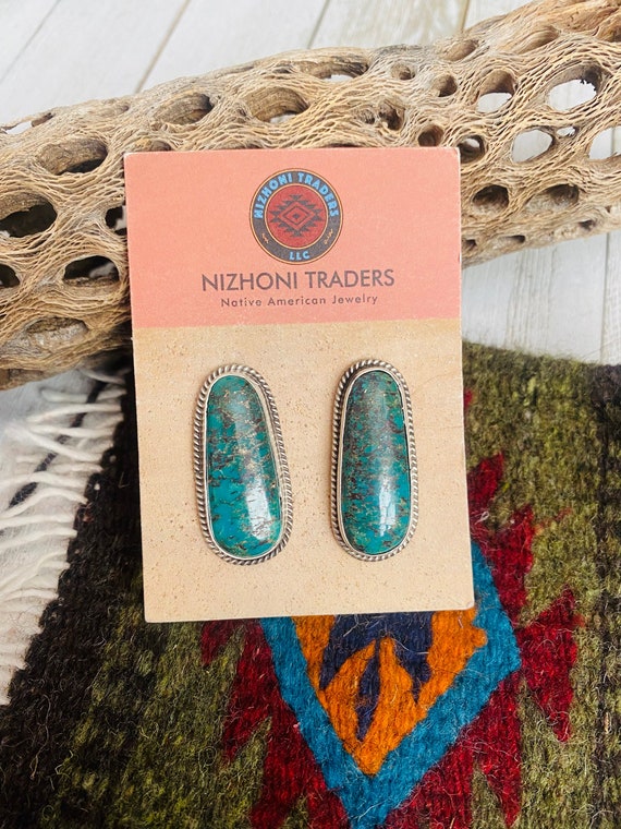 Navajo Sterling Silver & Royston Turquoise Stud E… - image 5