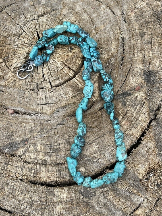 Sterling Silver Beaded Turquoise Necklace 18 Inch - image 4
