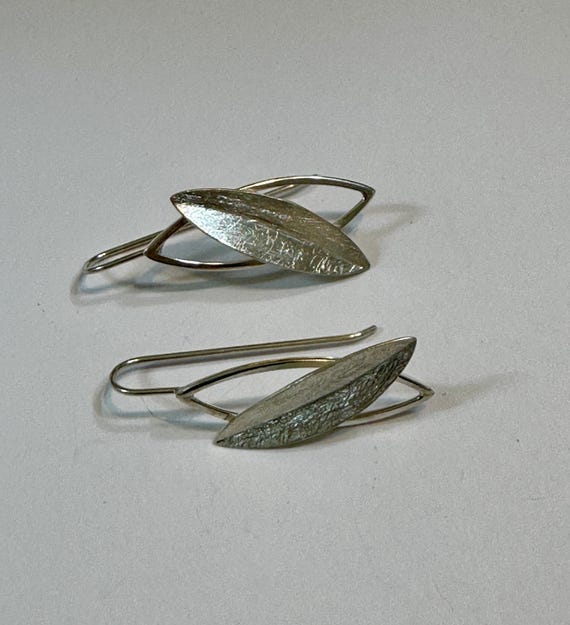 Scoured Leaf Over Wire Frame Earrings - image 4