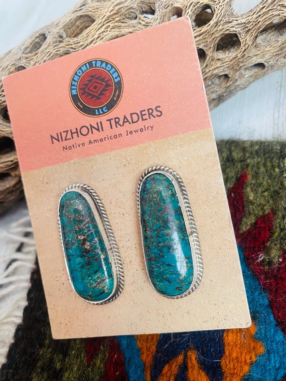 Navajo Sterling Silver & Royston Turquoise Stud E… - image 4