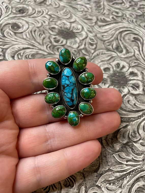 Navajo Turquoise and Sterling Silver Ring Size 8 - image 4