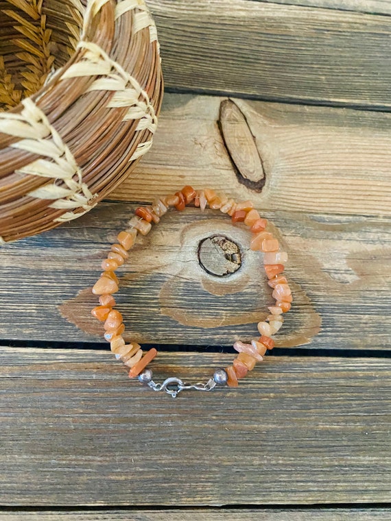 Navajo Carnelian & Sterling Silver Beaded Bracelet - image 5