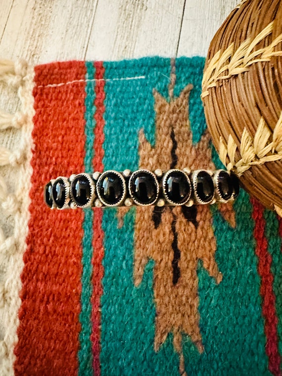 Navajo Sterling Silver & Black Onyx Cuff Bracelet