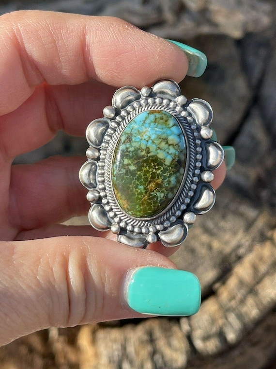 Sterling Silver Turquoise Statement Ring Size 6.5 - image 8
