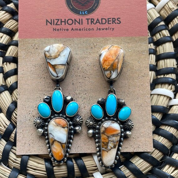 Navajo Spice, Turquoise & Sterling Silver Dangle … - image 2