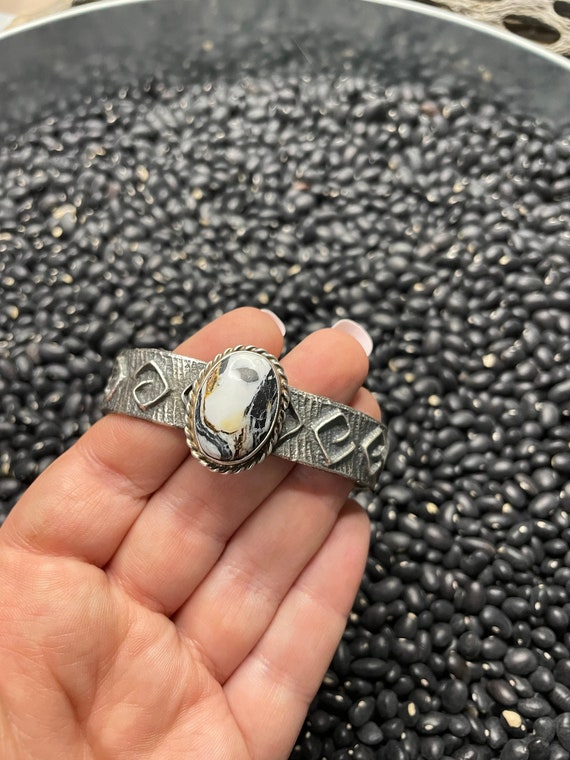 Navajo Golden Hills White Buffalo & Sterling Silver T… - Gem