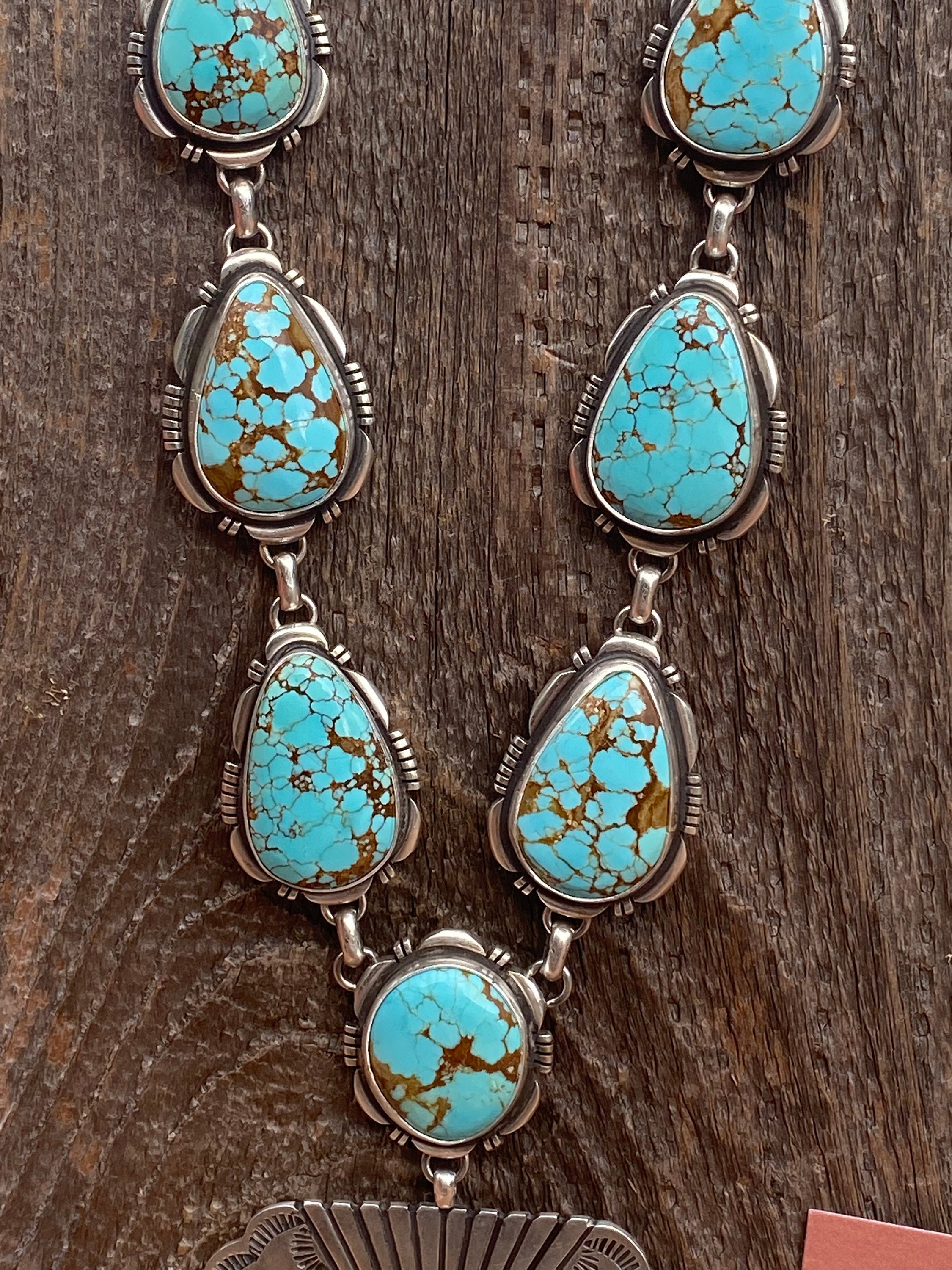 Navajo Handmade Number 8 Turquoise & Sterling Silver