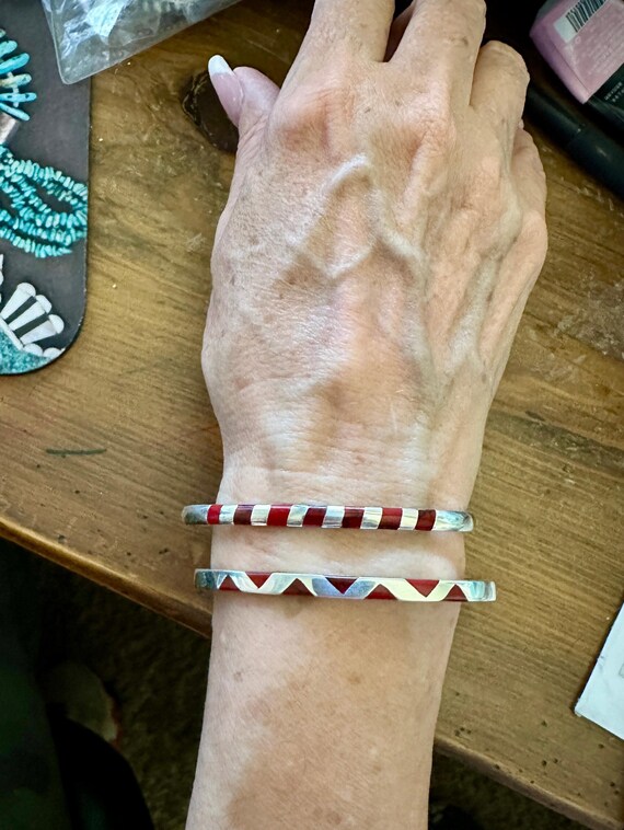 Hinged Bangle W/ Red Jasper Triangles - image 3