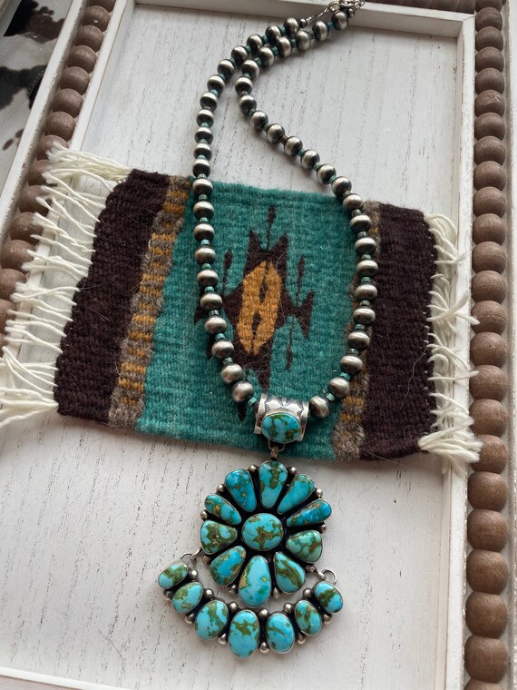 Beautiful Navajo Sterling Silver Turquoise Necklace Signed Etsy