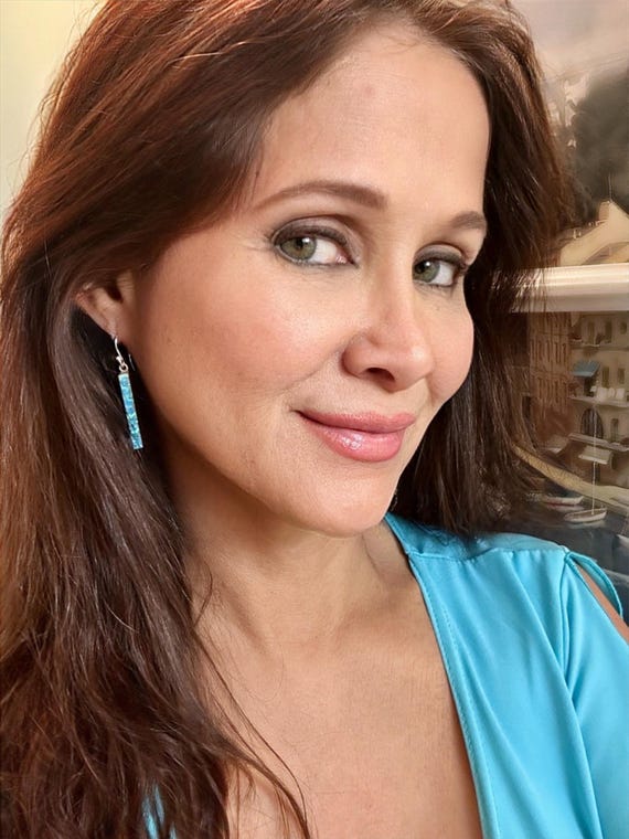 Blue Opal Column Earrings - image 2