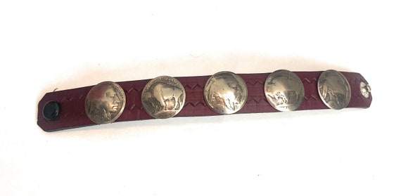 Navajo Buffalo Nickel and Brown Leather Bracelet - image 8