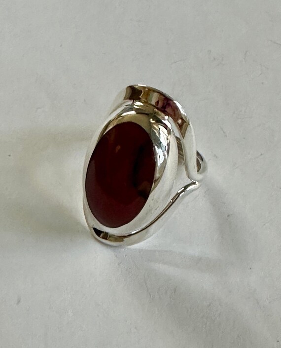 Red Jasper Oval Frame Ring - image 4