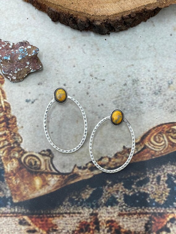Handmade Sterling Silver Bumblebee Post Hoop Earr… - image 2