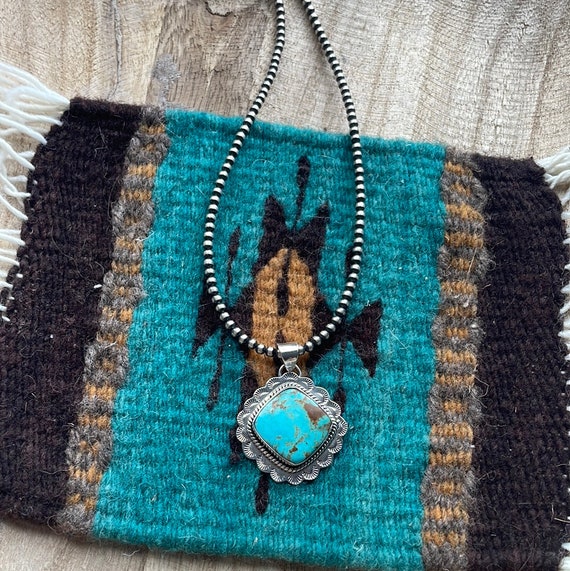 Handmade Sterling Silver & Turquoise Pendant Sign… - image 1
