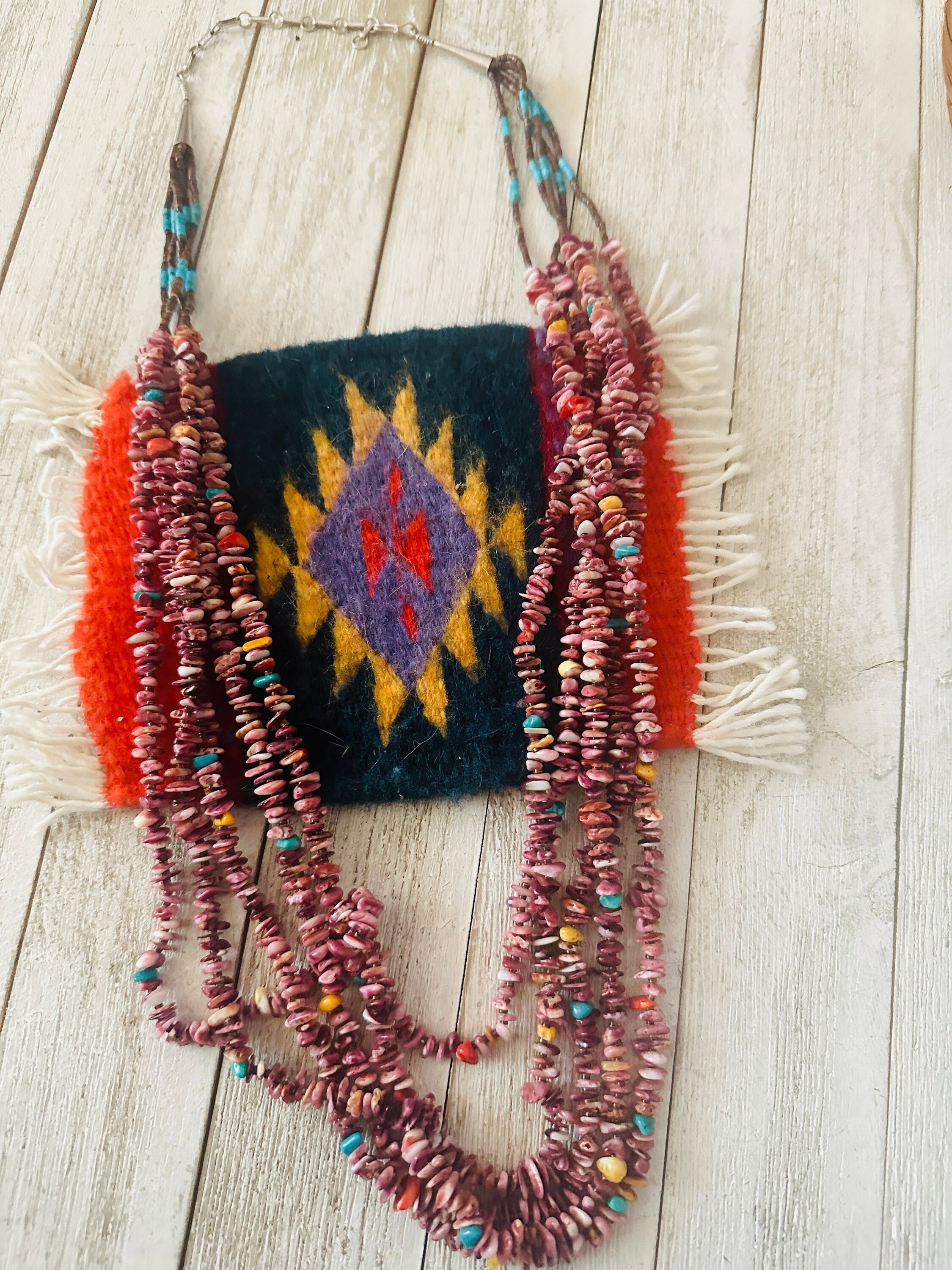 Native American Stunning Santo Domingo Turquoise Coral Gaspeite Shell Birds Necklace Native American Stunning Santo Domingo Turquoise Coral Gaspeite Shell Birds Necklace