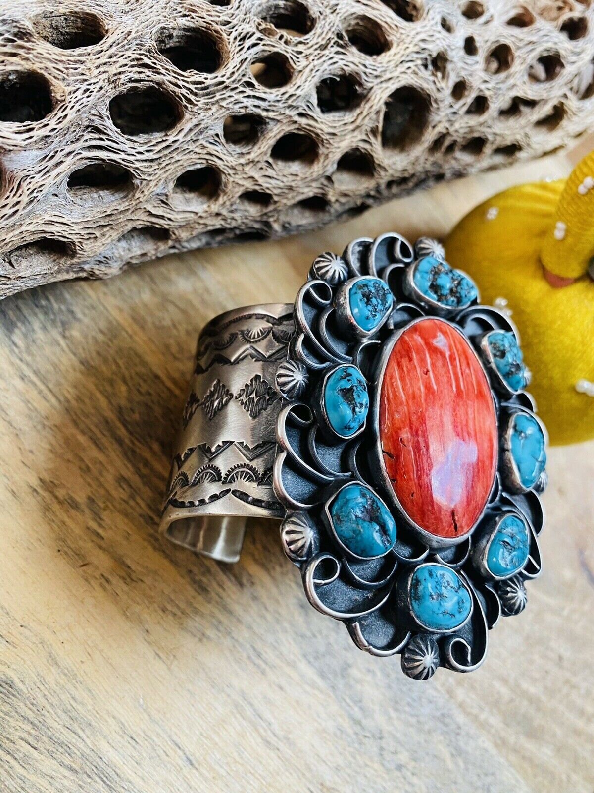 高感度ショップで2023年売れたブランド Spiny Orange Turquoise, Navajo & Cuff Silver Sterling アクセサリー